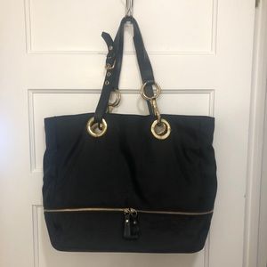 JPK black tote bag with gold accents